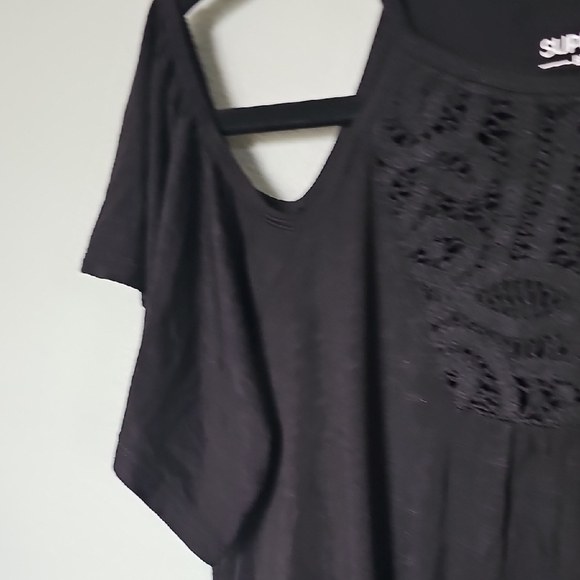 Torrid Casual Super Soft Slub High Neck Black Crochet Cold Shoulder Top XL - Picture 5 of 11